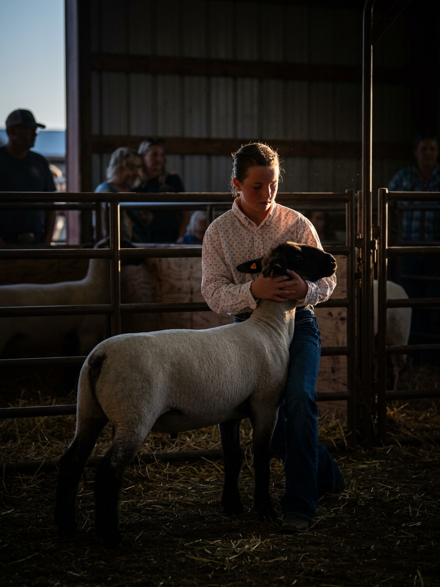 Virginia's lamb in the show pen